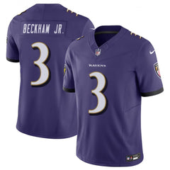 Men's Baltimore Ravens #3 Odell Beckham Jr. Purple 2023 F.U.S.E. Vapor Untouchable Stitched Football Jersey 