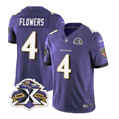 Men's Baltimore Ravens #4 Zay Flowers Purple 2023 F.U.S.E With Patch Throwback Vapor Limited Jersey 