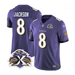 Men's Baltimore Ravens #8 Lamar Jackson Purple 2023 F.U.S.E With Patch Throwback Vapor Limited Jersey 