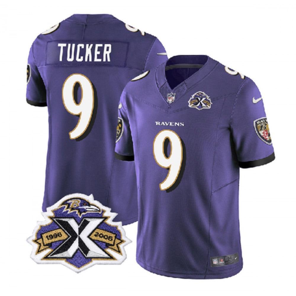 Men's Baltimore Ravens #9 Justin Tucker Purple 2023 F.U.S.E With Patch Throwback Vapor Limited Jersey 