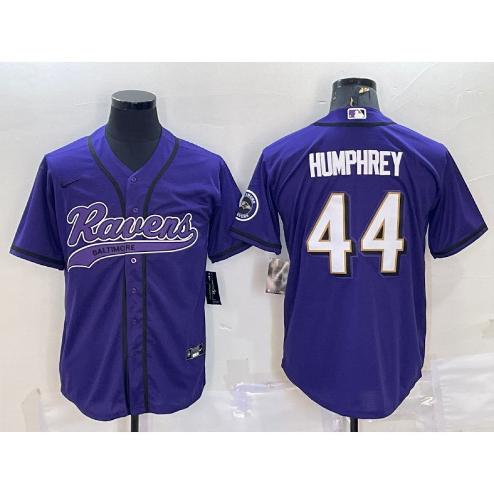 Men's Baltimore Ravens #44 Marlon Humphrey Purple With Patch Cool Base Stitched Baseball Jersey 