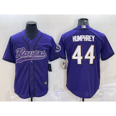 Men's Baltimore Ravens #44 Marlon Humphrey Purple With Patch Cool Base Stitched Baseball Jersey 