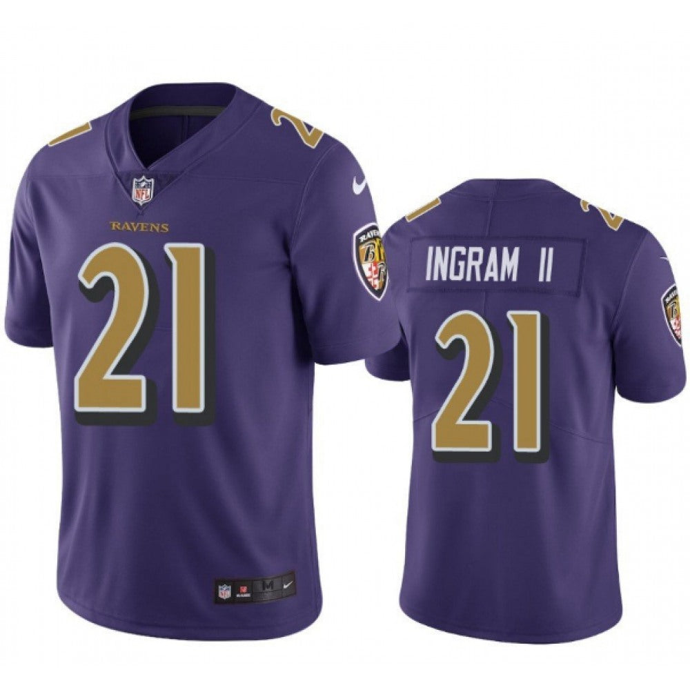 Men's Baltimore Ravens #21 Mark Ingram II Purple Color Rush NFL Jersey 