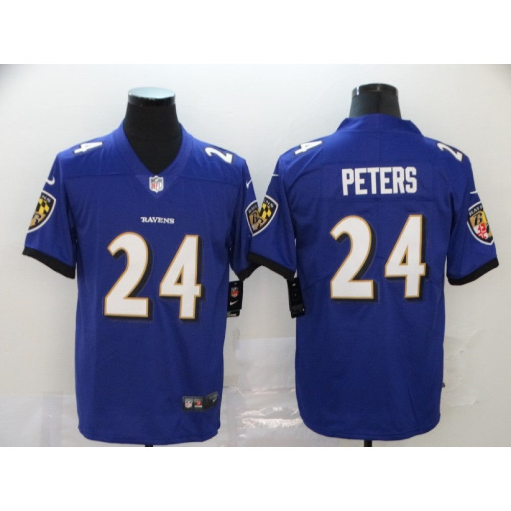 Men's Baltimore Ravens #24 Marcus Peters Purple Vapor Untouchable NFL Jersey 