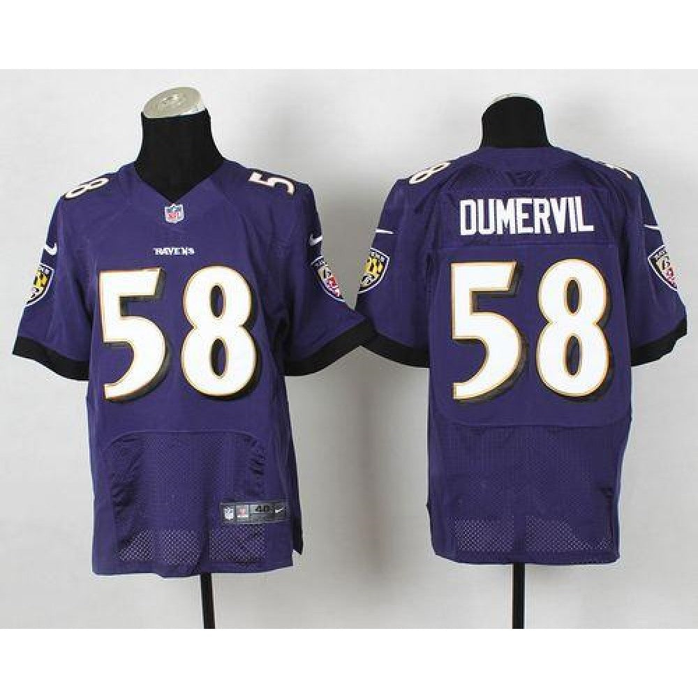 Ravens #58 Elvis Dumervil Purple Team Color Men's Stitched NFL New Elite Jersey 