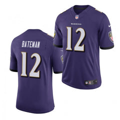 Men's Baltimore Ravens #12 Rashod Bateman Purple 2021 Vapor Untouchable Limited Stitched Jersey 