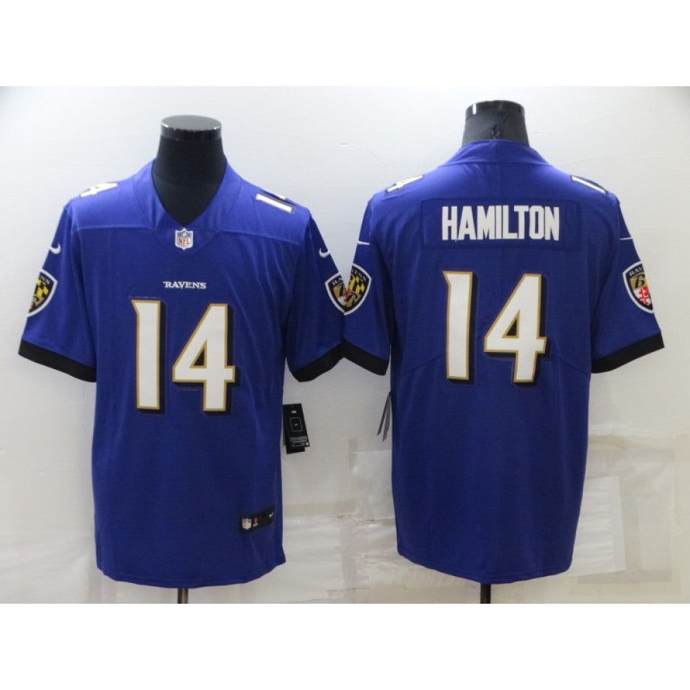 Men's Baltimore Ravens #14 Kyle Hamilton Purple Vapor Untouchable Limited Stitched Jersey 