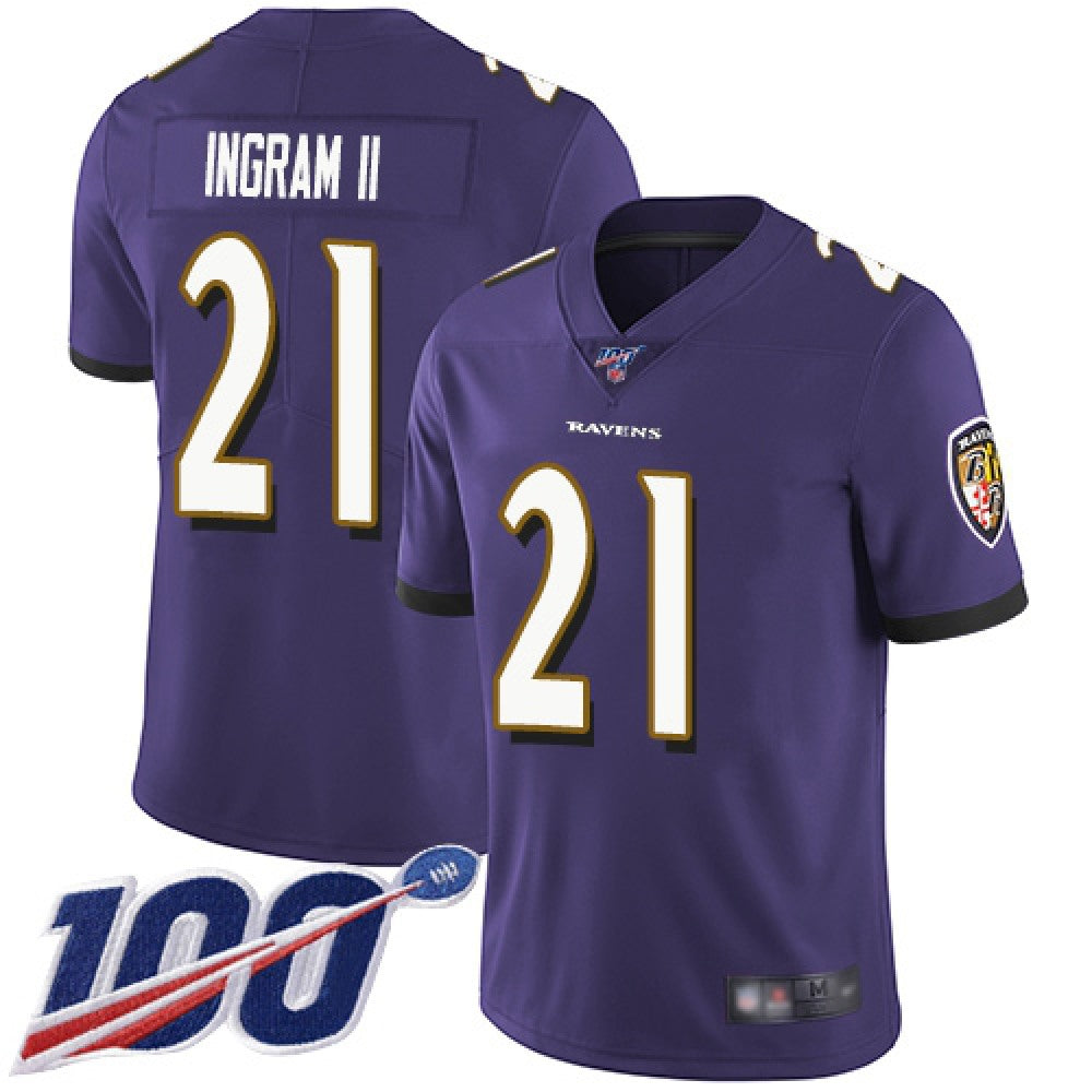 Men's Baltimore Ravens #21 Mark Ingram II Purple 2019 100th Season Vapor Untouchable Limited NFL Jersey 