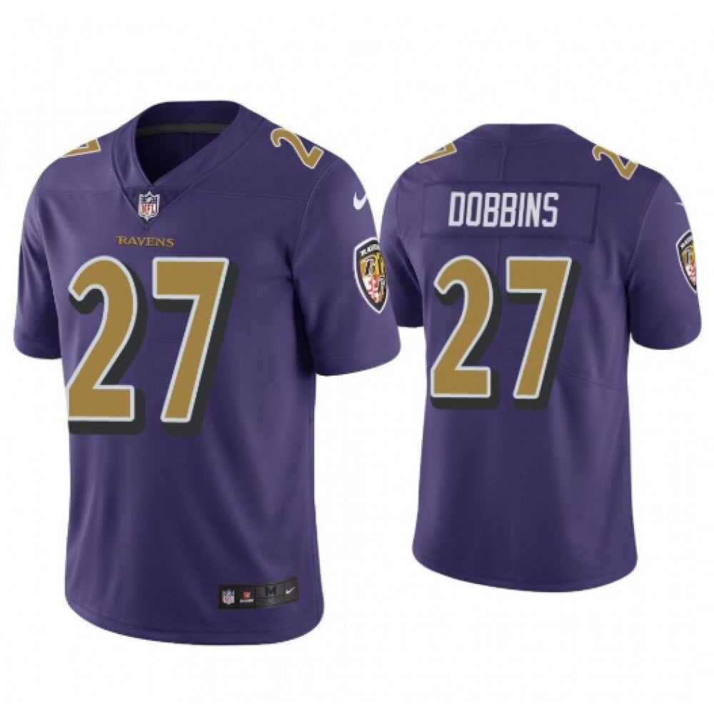 Men's Baltimore Ravens #27 J.K. Dobbins Purple Limited Color Rush Jersey 