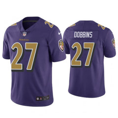 Men's Baltimore Ravens #27 J.K. Dobbins Purple Limited Color Rush Jersey 