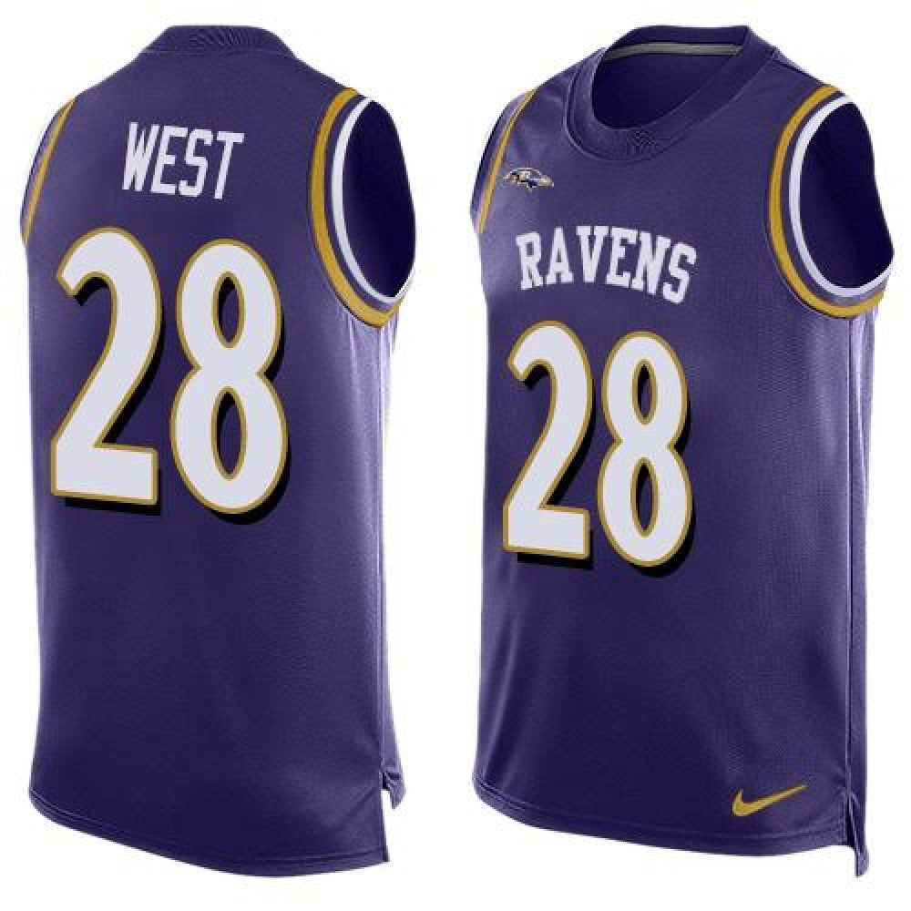 Ravens #28 Terrance West Purple Team Color Men's Stitched NFL Limited Tank Top Jersey 