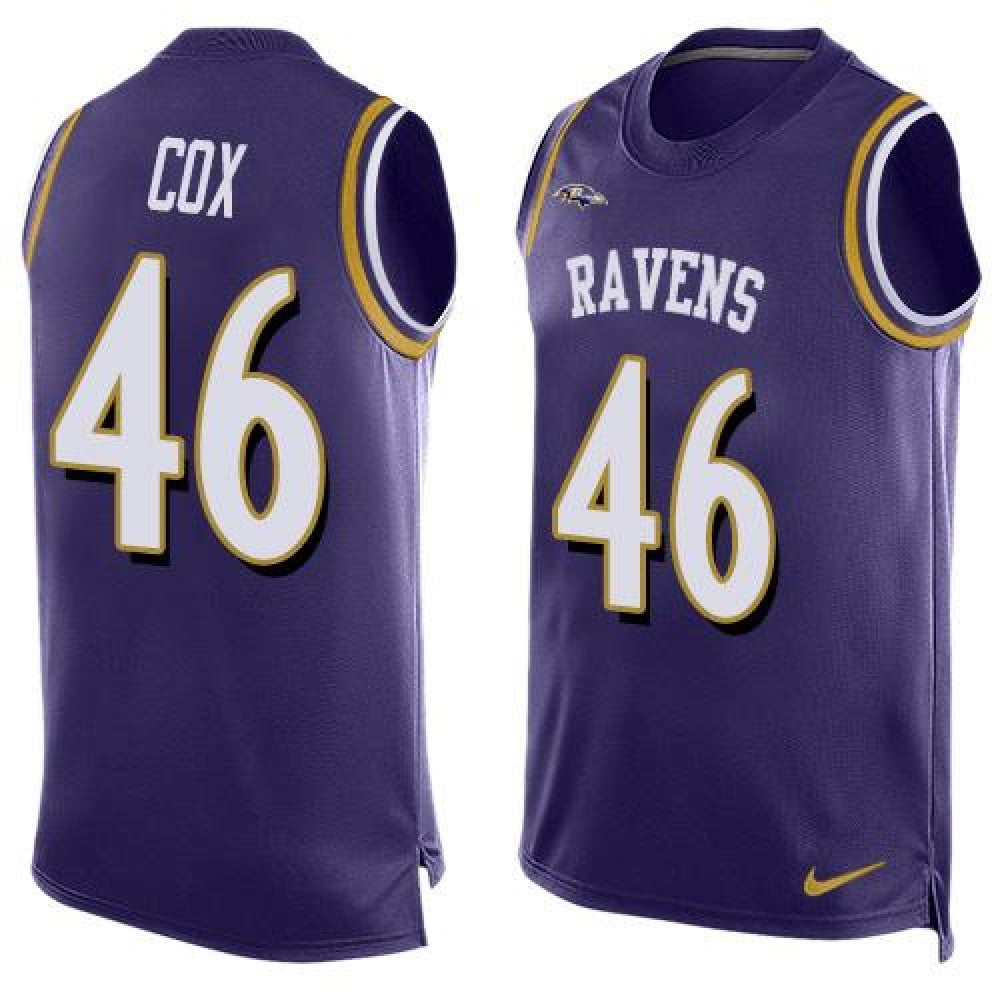 Ravens #46 Morgan Cox Purple Team Color Men's Stitched NFL Limited Tank Top Jersey 
