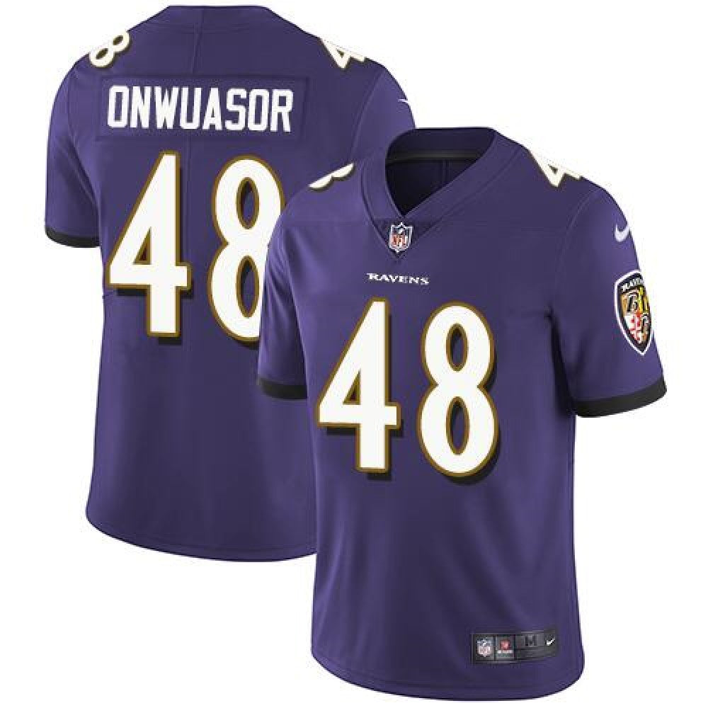Men's Baltimore Ravens #48 Patrick Onwuasor Purple Vapor Untouchable Limited NFL Jersey 