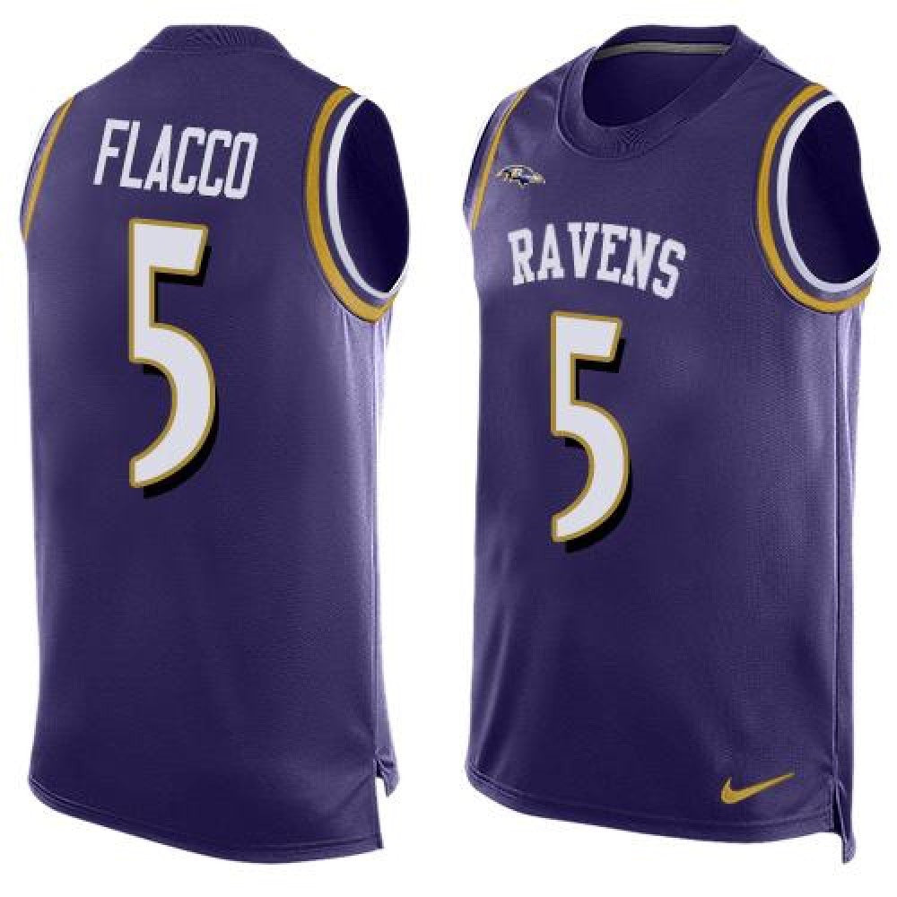 Ravens #5 Joe Flacco Purple Team Color Men's Stitched NFL Limited Tank Top Jersey 