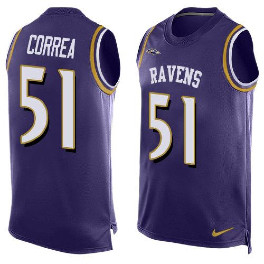 Ravens #51 Kamalei Correa Purple Team Color Men's Stitched NFL Limited Tank Top Jersey 