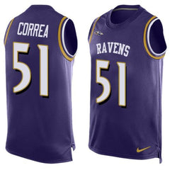 Ravens #51 Kamalei Correa Purple Team Color Men's Stitched NFL Limited Tank Top Jersey 