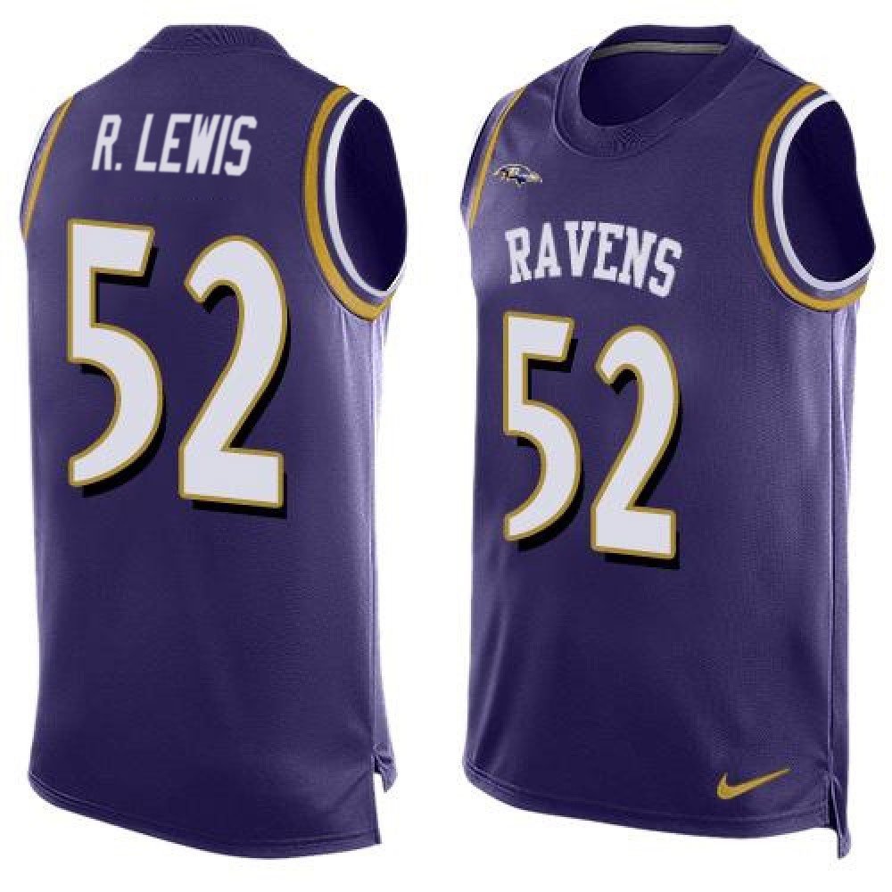 Ravens #52 Ray Lewis Purple Team Color Men's Stitched NFL Limited Tank Top Jersey 