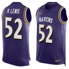 Ravens #52 Ray Lewis Purple Team Color Men's Stitched NFL Limited Tank Top Jersey 