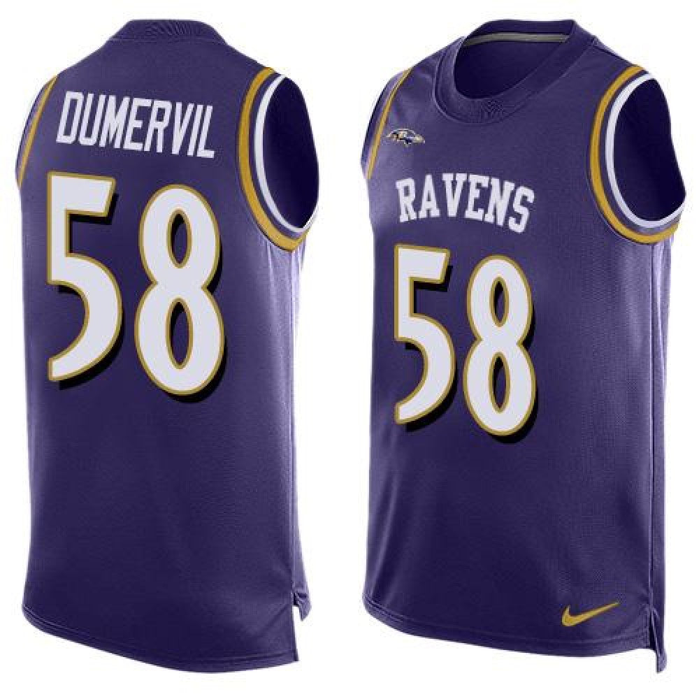 Ravens #58 Elvis Dumervil Purple Team Color Men's Stitched NFL Limited Tank Top Jersey 