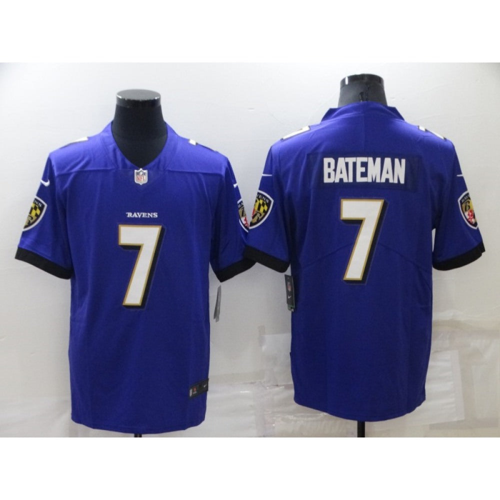 Men's Baltimore Ravens #7 Rashod Bateman Purple Vapor Untouchable Limited Stitched Jersey 
