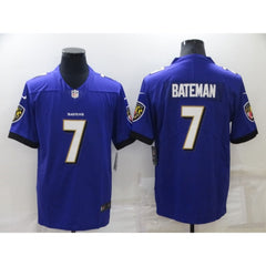 Men's Baltimore Ravens #7 Rashod Bateman Purple Vapor Untouchable Limited Stitched Jersey 