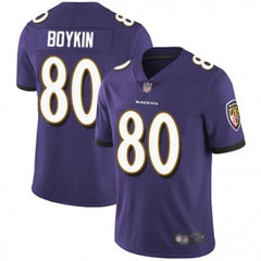 Men's Baltimore Ravens #80 Miles Boykin Purple Vapor Untouchable Limited Jersey 