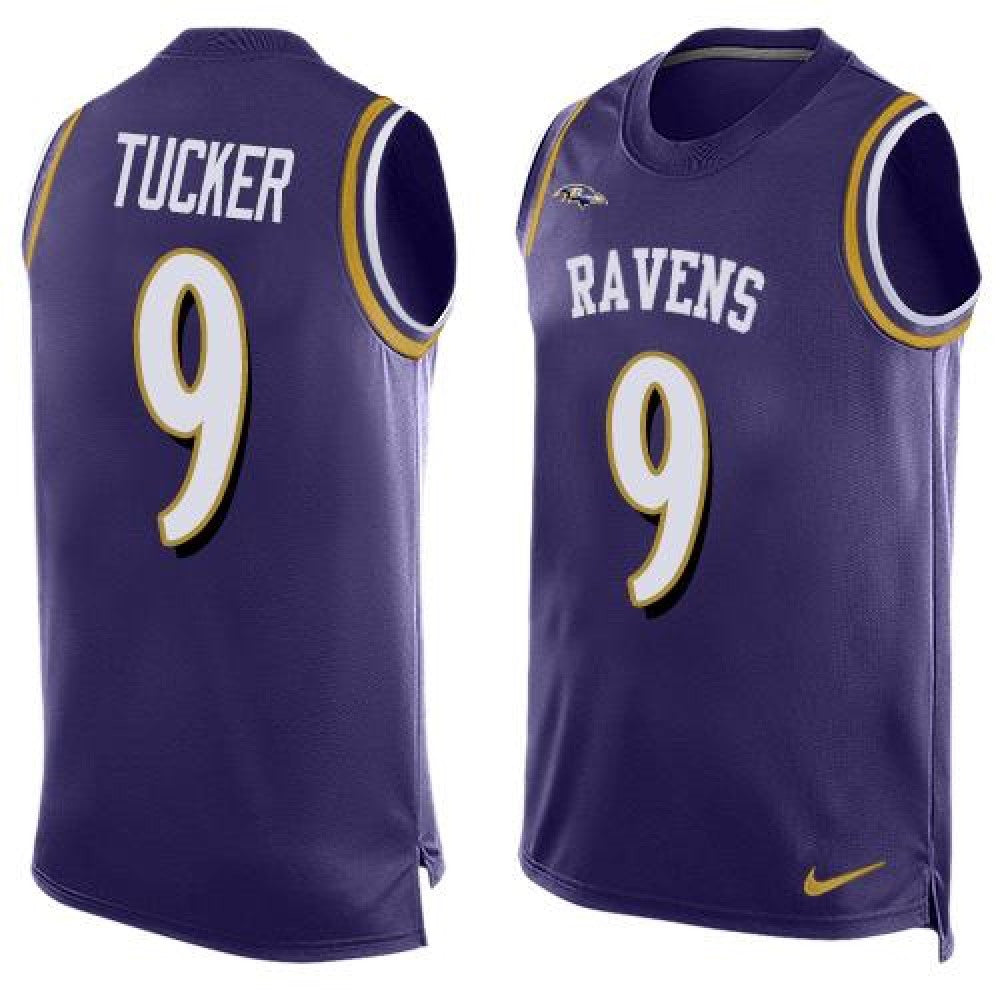Ravens #9 Justin Tucker Purple Team Color Men's Stitched NFL Limited Tank Top Jersey 