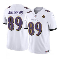 Men's Baltimore Ravens #89 Mark Andrews White 2023 F.U.S.E. With John Madden Patch Vapor Limited Football Jersey 