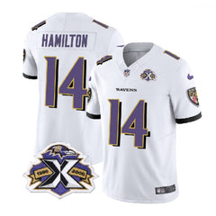 Men's Baltimore Ravens #14 Kyle Hamilton White 2023 F.U.S.E With Patch Throwback Vapor Limited Jersey 