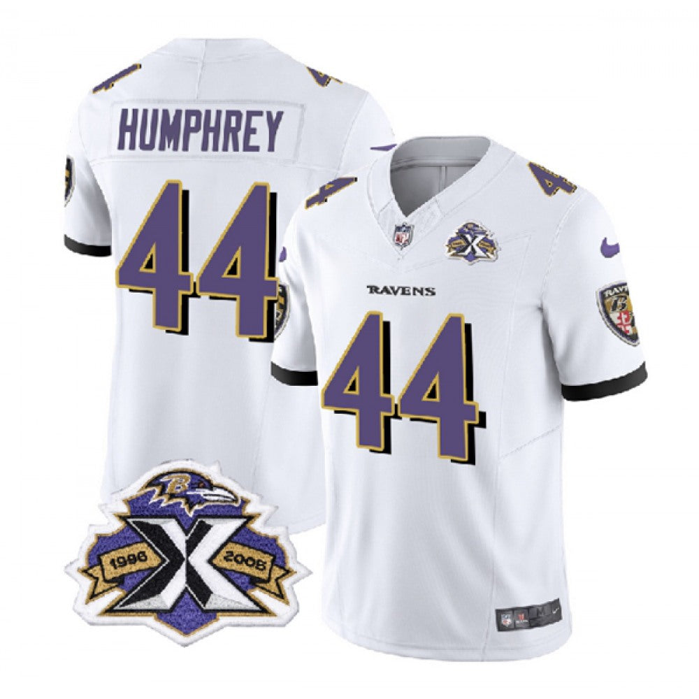 Men's Baltimore Ravens #44 Marlon Humphrey White 2023 F.U.S.E With Patch Throwback Vapor Limited Jersey 