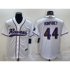 Men's Baltimore Ravens #44 Marlon Humphrey White With Patch Cool Base Stitched Baseball Jersey 