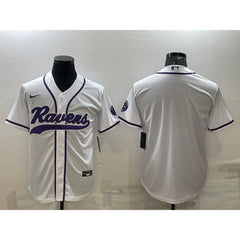 Men's Baltimore Ravens Blank White With Patch Cool Base Stitched Baseball Jersey 