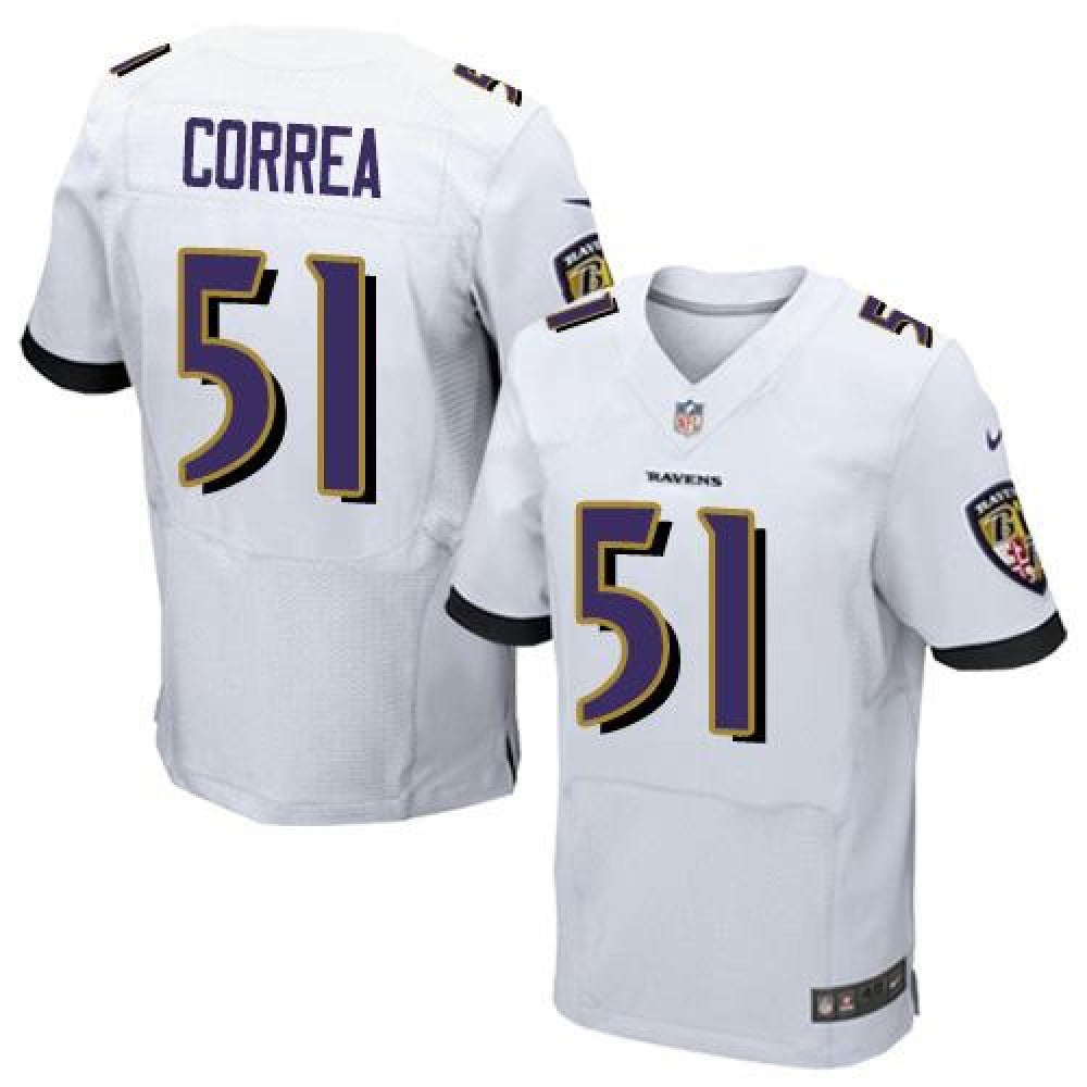 Ravens #51 Kamalei Correa White Men's Stitched NFL New Elite Jersey 