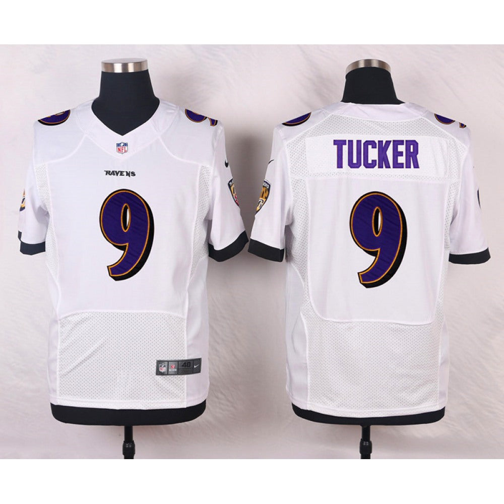 Ravens #9 Justin Tucker White Men's Stitched NFL New Elite Jersey 