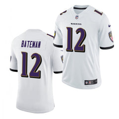 Men's Baltimore Ravens #12 Rashod Bateman White 2021 Vapor Untouchable Limited Stitched Jersey 