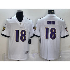 Men's Baltimore Ravens #18 Roquan Smith White Vapor Untouchable Limited Stitched Jersey 