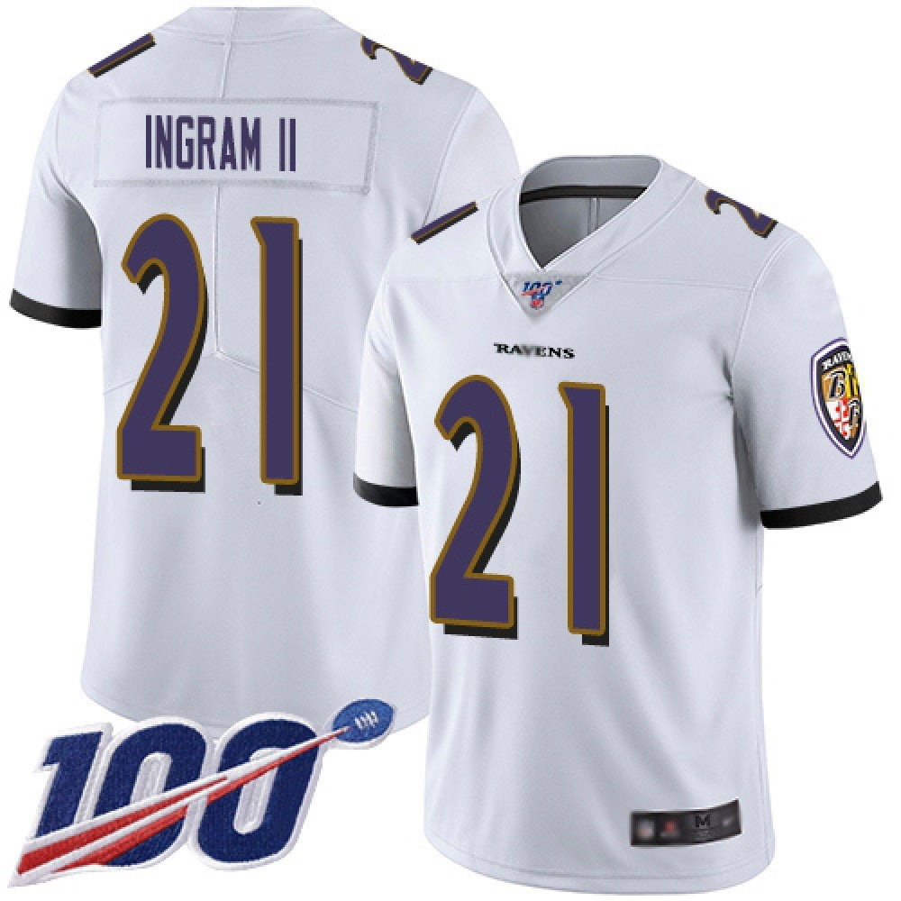 Men's Baltimore Ravens #21 Mark Ingram II White 2019 100th Season Vapor Untouchable Limited NFL Jersey 
