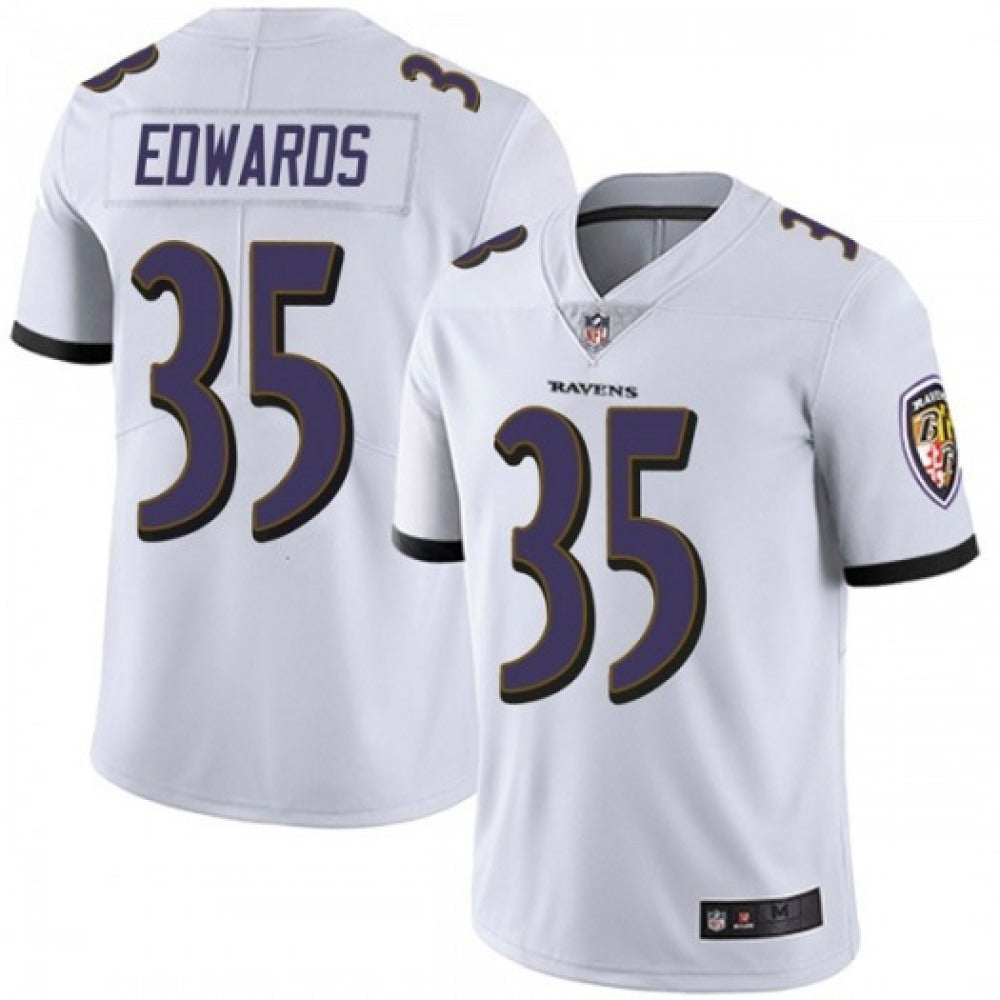 Men's Baltimore Ravens #35 Gus Edwards White Vapor Untouchable Limited Jersey 