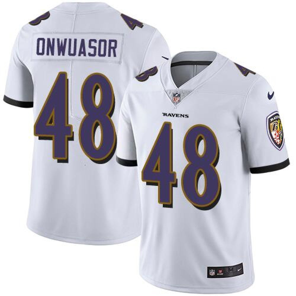 Men's Baltimore Ravens #48 Patrick Onwuasor White Vapor Untouchable Limited NFL Jersey 