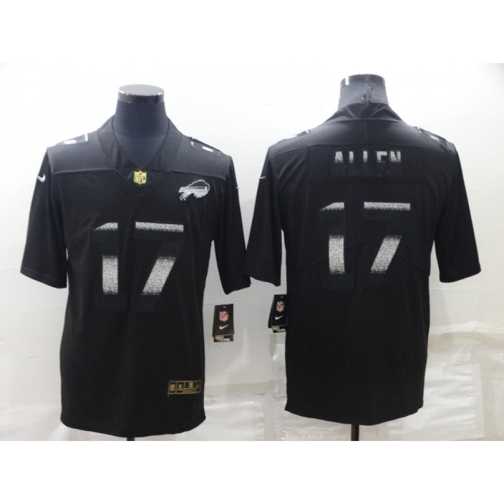 Men's Buffalo Bills #17 Josh Allen Black Shadow Stitched Jersey 