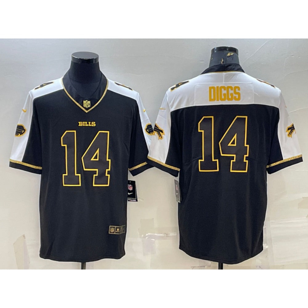 Men's Buffalo Bills #14 Stefon Diggs Black Gold Thanksgiving Vapor Untouchable Limited Stitched Jersey 