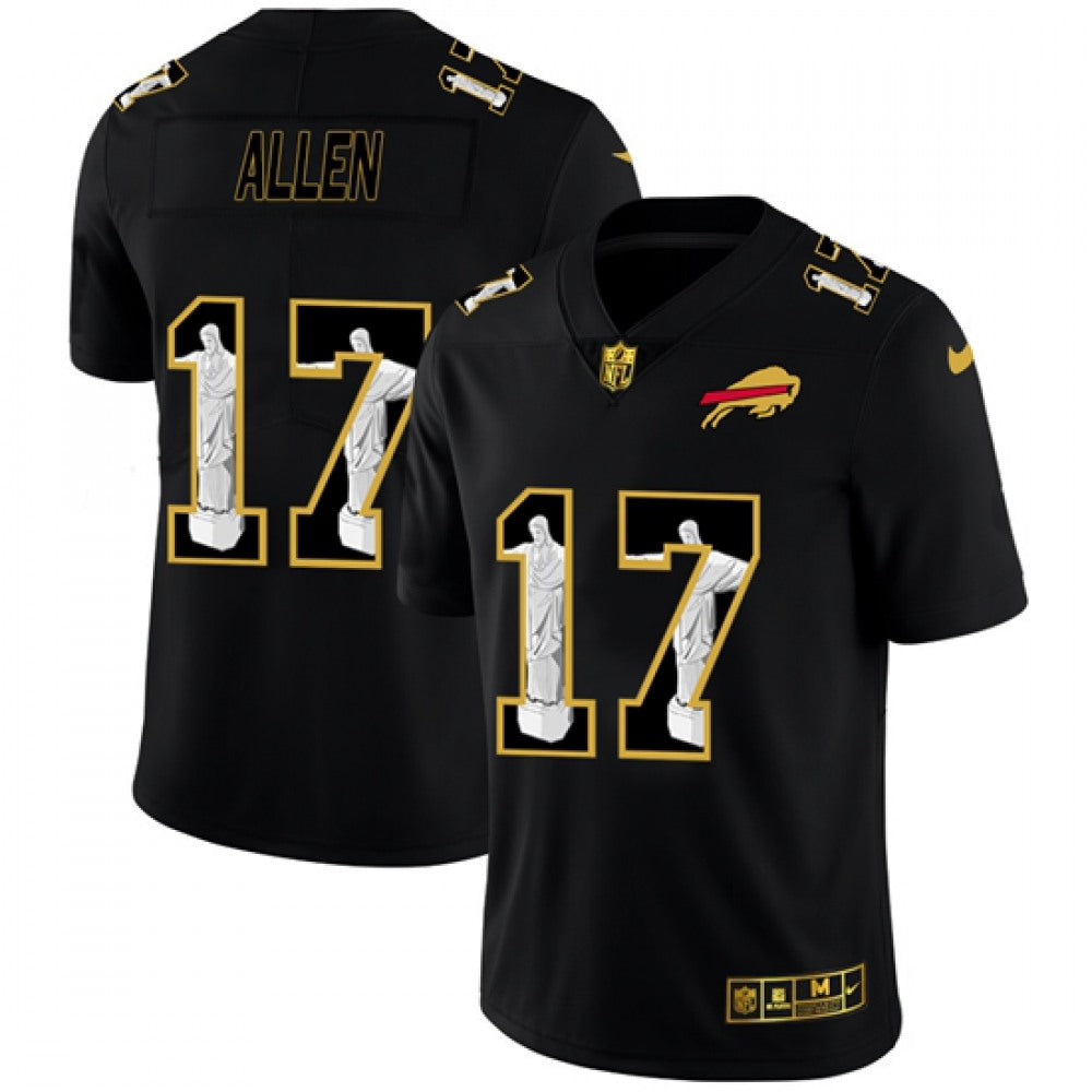 Men's Buffalo Bills #17 Josh Allen 2020 Black Jesus Faith Edition Limited Stitched Jersey 