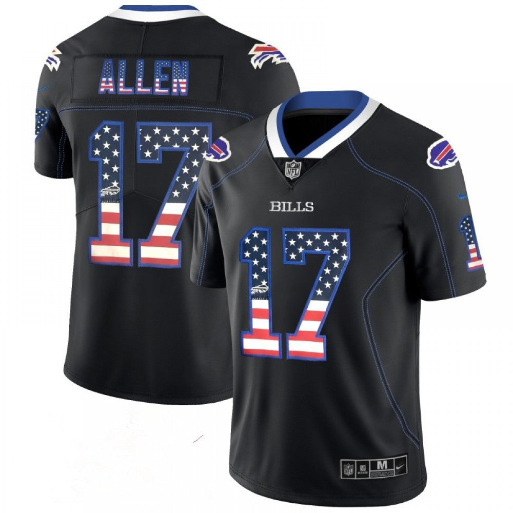 Men's Buffalo Bills #17 Josh Allen Black 2018 USA Flag Fashion NFL Limited Stitched Jersey 