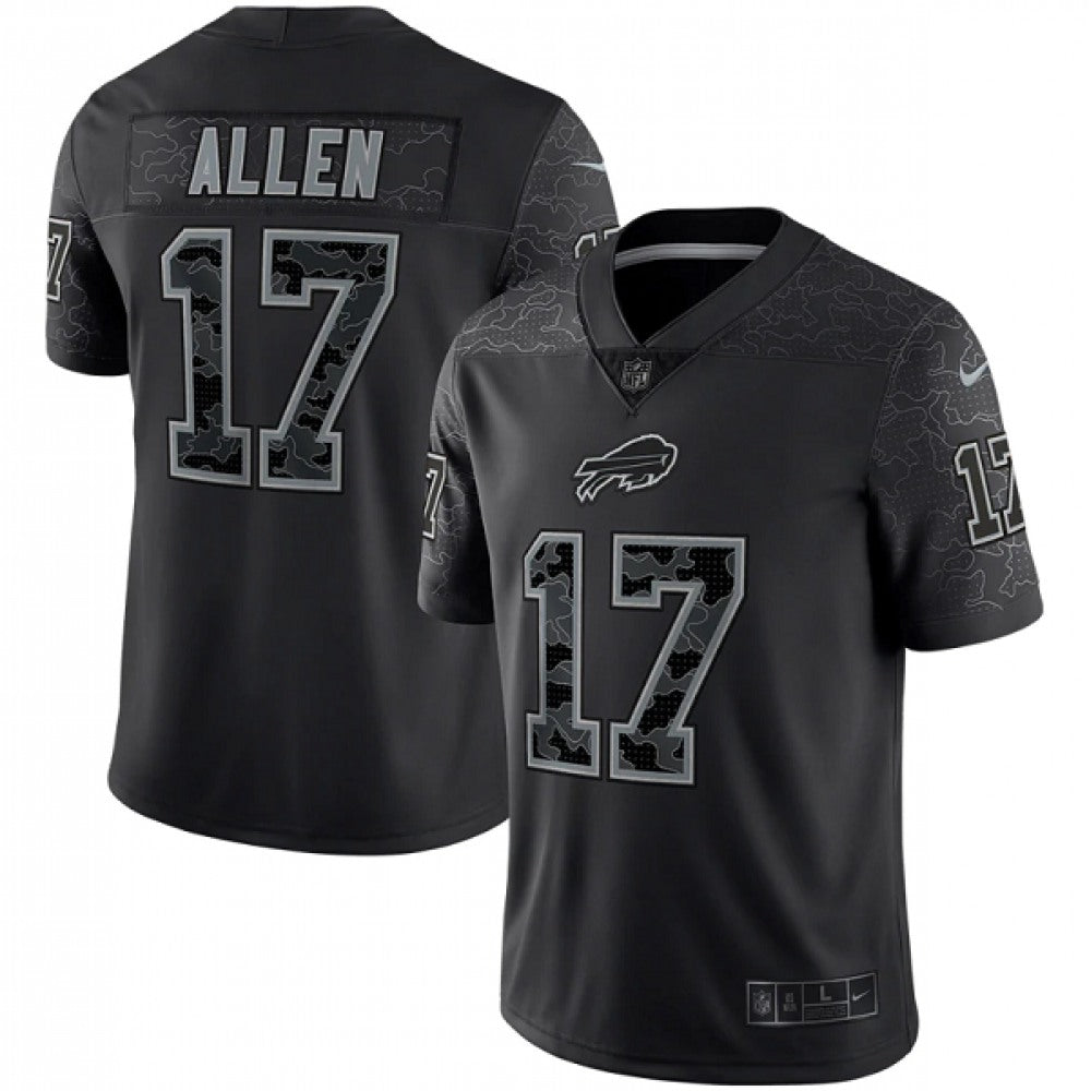 Men's Buffalo Bills #17 Josh Allen Black Reflective Limited Stitched Football Jersey 