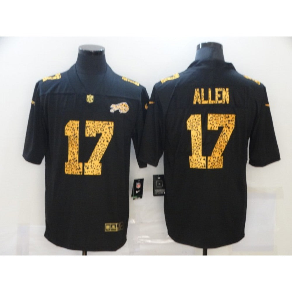 Men's Buffalo Bills #17 Josh Allen Black Leopard Print Fashion Limited Stitched Jersey 