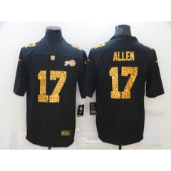 Men's Buffalo Bills #17 Josh Allen Black Leopard Print Fashion Limited Stitched Jersey 