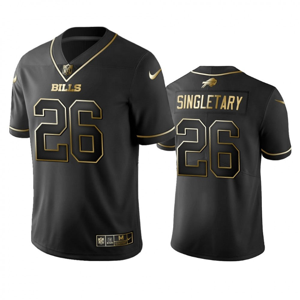 Men's Buffalo Bills #26 Devin Singletary Black 2019 Golden Edition Limited Stitched NFL Jersey 