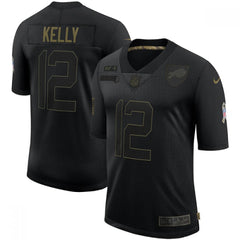 Men's Buffalo Bills #12 Jim Kelly 2020 Black Salute To Service Limited Stitched Jersey 