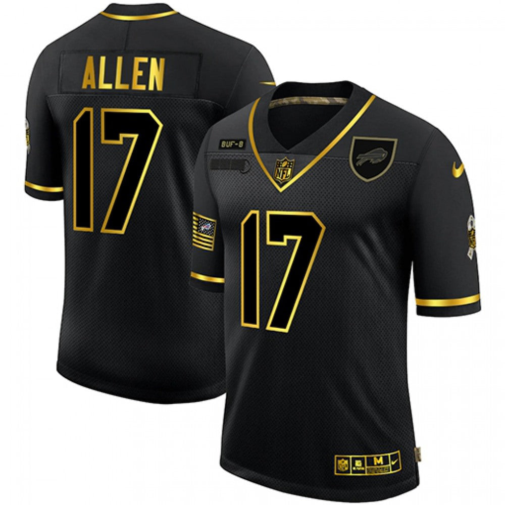 Men's Buffalo Bills #17 Josh Allen 2020 Black/Gold Salute To Service Limited Stitched Jersey 
