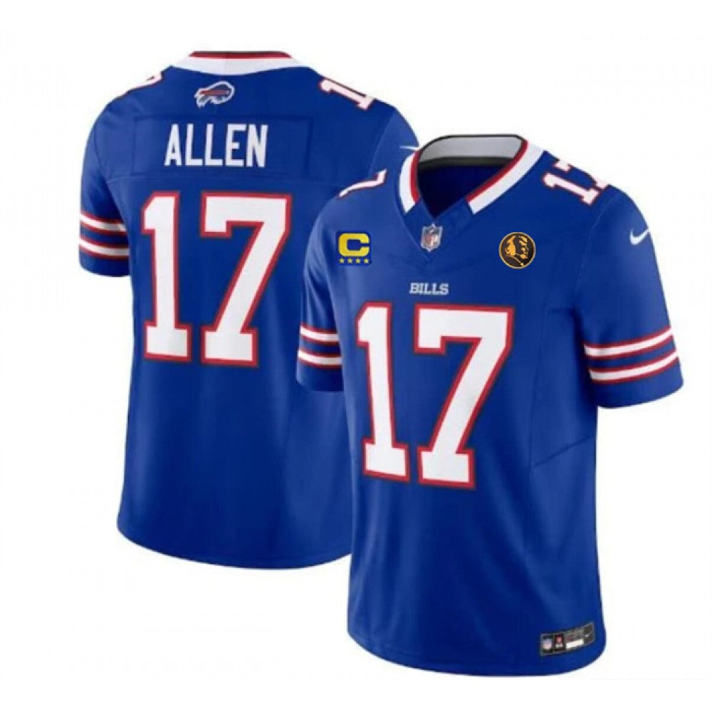 Men's Buffalo Bills #17 Josh Allen Blue 2023 F.U.S.E. With 4-star C Ptach And John Madden Patch Vapor Limited Stitched Football Jersey 